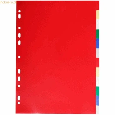 Abbildung von Exacompta 3012E Premium Register für DIN A4 aus langlebigem Kunststoff 12 teilig volle Höhe 22 x 29,7 cm vollfarbig 2 6 Farben PP Trennblätter Trennstreifen