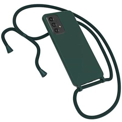 Abbildung von EAZY CASE Premium Silikon Handykette kompatibel mit Samsung Galaxy A33 (5G) Handyhülle Umhängeband, Handykordel Schutzhülle, Silikonhülle, Hülle Band, Kette für Smartphone, Nacht Grün