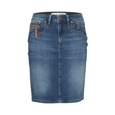 Abbildung von PULZ Pzkarolina HW Bleistiftrock, Damen, Größe: 32, Medium blue denim