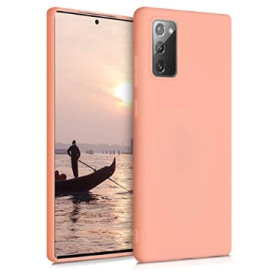 Abbildung von kwmobile Hülle kompatibel mit Samsung Galaxy Note 20 weiches TPU Silikon Case Cover geeignet für kabelloses Laden Koralle matt