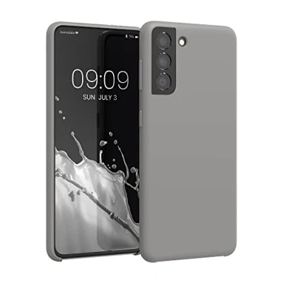 Abbildung von kwmobile Hülle kompatibel mit Samsung Galaxy S21 Silikon Handy Case Handyhülle weiche Oberfläche kabelloses Laden Stone Dust