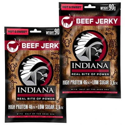 Abbildung von Indiana Beef Jerky Hot&amp;Sweet, Trockenfleisch 2er Pack Geschenkbox (2 x 90 g)