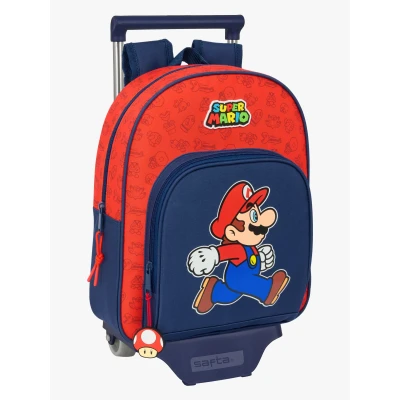 Abbildung von Safta SUPER MARIO TRICK Kinderrucksack mit Trolley 705, ideal für Kinder verschiedener Altersgruppen, bequem und vielseitig, Qualität Widerstandsfähigkeit, 28 x 10 34 cm, Dunkelblau/Rot, M,