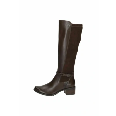 Abbildung von CAPRICE Damen Hohe Stiefel mit Absatz Schnalle Kniehoch, Braun (Dk Brown Comb), 42 EU