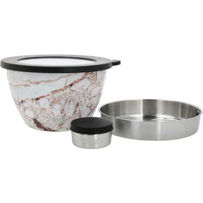 Abbildung von Swell Salatschüssel &quot;Swell Calacatta Gold Salad Bowl Kit, 1.9L&quot;, 3 tlg., aus Edelstahl, Therma Technologie mit vakuumisolierten Außenschale