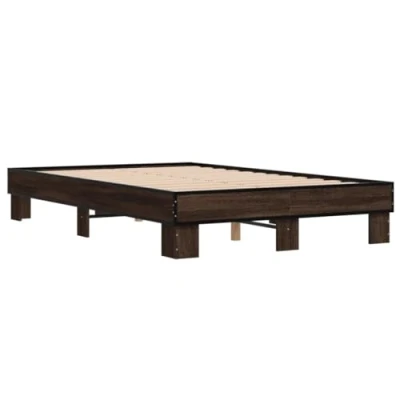 Abbildung von vidaXL Bettgestell Braun Eichen Optik 120x200 cm Holzwerkstoff Metall