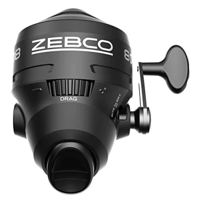 Abbildung von Zebco 808 Spincast Angelrolle, leistungsstarke Ganzmetallgetriebe, Quickset Anti Rücklauf und Bissanzeiger, vorgespult mit 9 kg Angelschnur, Muschel Pack, schwarz