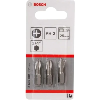 Abbildung von Bosch Accessories Professional Bit Extra Hard Kreuzschlitz (3 Stück, PH 2, Länge: 25 mm, Zubehör zum Schrauben)