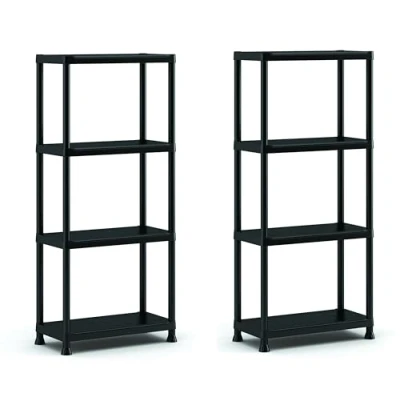 Abbildung von Keter 2er Set Regale 60/4, schwarz, 4 Einlegeböden, max. Traglast je 20 kg, 60 x 30 135 cm