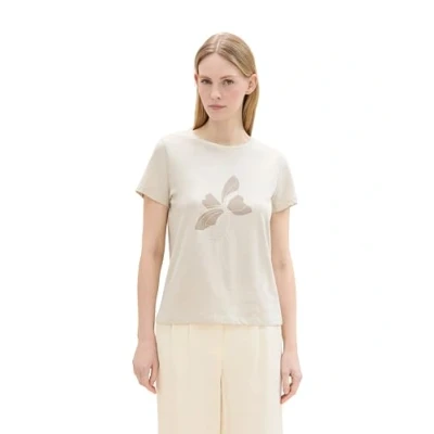 Abbildung von TOM Tailor Kurzarm Tshirt print, Damen, Größe: 46, Beige