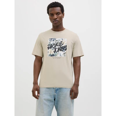 Abbildung von Jack &amp; Jones LOGO Rundhalsausschnitt Tshirt print, Herren, Größe: Large, Moonbeam