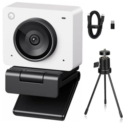 Abbildung von OBSBOT Meet 2 Ultra HD 4K Streaming Webcam, 1080p at 60 FPS, Videokonferenz Kamera mit KI Automatischem Bildausschnitt, USB C, Dual Noise Reducing Mics, Works with Microsoft Teams/Zoom Weiß