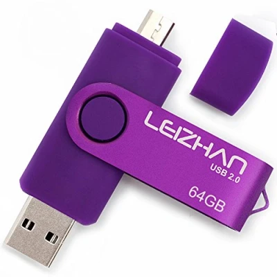 Abbildung von LEIZHAN 64GB Micro USB 3.0 Stick Speicherstick Dual Flash Laufwerk mit Anschluss für Android Smartphone Tablets &amp; Computer (64GB,Lila)