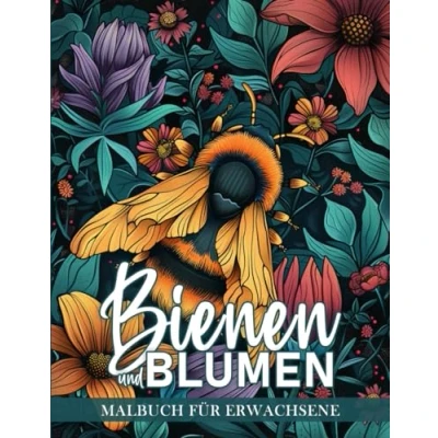 Abbildung von Bienen und Blumen Malbuch für Erwachsene: 50 Einzigartige Malvorlagen mit Naturmotiven Entspannung Kunsttherapie, inspiriert von Insekten der Naturwelt