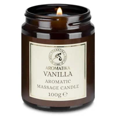 Abbildung von Massagekerze Vanille 100 g Sojawachs Kerze Massage mit Duft Duftkerze Kokosöl &amp; Mandelöl Oleoresin Aroma Entspannung Körperpflege Aromatherapie