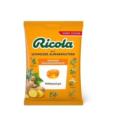 Abbildung von Ricola Hustenbonbons, Ingwer und Orangenminze, 75 g
