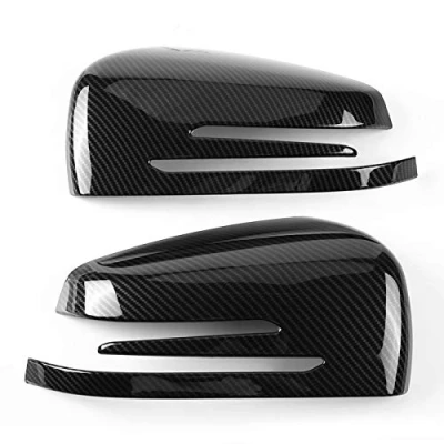 Abbildung von Ymiko Seitenspiegel Abdeckkappen, Carbon Seitenrückspiegel Abdeckkappenverkleidung Kompatibel mit A B C E S CLA GLK GLA Klasse W204 W246 W176 W212 W221 C117 X204 X156