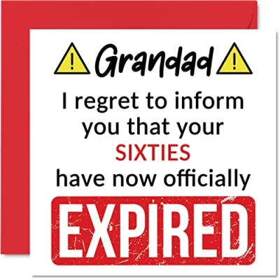 Abbildung von Stuff4 Lustige Geburtstagskarte zum 70. Geburtstag für Großvater Your Sixties Have Expired Happy Birthday Karte Großvater, Opa von Enkelsohn, Enkelin, 145 mm x