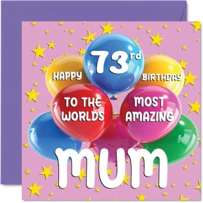 Abbildung von Geburtstagskarte für Mütter zum 73. Geburtstag World&#039;s Most Amazing Mum Happy 73rd Birthday Card for from Daughter Son, 145 mm x mm, Alter 73, 73 Grußkarten Mutter, Mutter