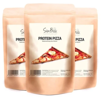 Abbildung von SlimBack Protein Pizza Backmischung 3er Pack plus Mehl zum Ausrollen Lower Carb &amp; Glutenfrei Keto Alternative ohne Soja und Getreide