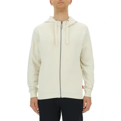 Abbildung von CITROËN O102941 W497 Hooded Sweatshirt Full Zip Vintage Logo Sleeve Print W/Side Pockets C23W Herren Birch White Größe L