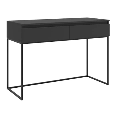 Abbildung von Selsey Schreibtisch Computertisch Bürotisch Mit 2 Schubladen Metallrahmen 120 x 50 80 cm Schwarz Schwarzen Beinen