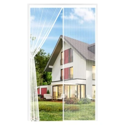 Abbildung von Auxmir VERDICKTER Fliegengitter Tür, 90x200cm Magnet Insektenschutz, Stärkere Magneten, Langlebige Balkontür, 4cm Breites Klettband, Fliegenvorhang für Wohnzimmer Terrassentür, Weiß