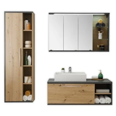 Abbildung von BEGA BBK Badezimmer Set 180 x 190 53 cm (B/H/T), (3 teilig, 3 St)