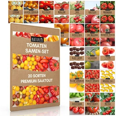 Abbildung von 20er Tomaten Samen Set 20 Sorten Tomatensamen für Balkon und Garten Anzuchtset bunte alte Tomatensorten von Naturlie Gemüse als praktisches Tomatenset