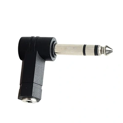 Abbildung von 90 Gewinkelt Adapter, 3,5 mm Klinkenstecker Buchse Zum 6,35 Stereo Klinkenstecker, Vernickelte
