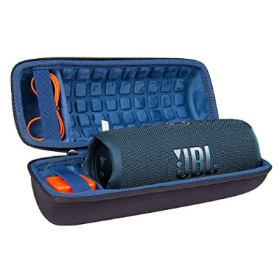 Abbildung von Hart Reise Schutz Hülle Etui Tasche für JBL Charge 4 / 5 Tragbarer Bluetooth Lautsprecher von co2CREA (Schwarz Hülle/Innen Blau)