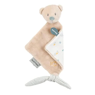 Abbildung von Nattou Mini Schnuffeltuch aus Polyester, Bär Jules, Wegbegleiter ab der Geburt, Ca. 28 cm, Romeo, Jules und Sally, Beige