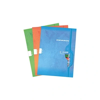 Abbildung von Clairefontaine 7554C Packung mit 10 Heften Calligraphe, ideal für Kunstunterricht und Zeichnungen, 24 Blatt, DIN A4+, 24x32 cm 120g, blanko, sortierte Farben, 1 Pack