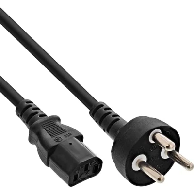 Abbildung von InLine 16655K Netzkabel, Netzstecker Dänemark auf Kaltgerätestecker C13, 5m