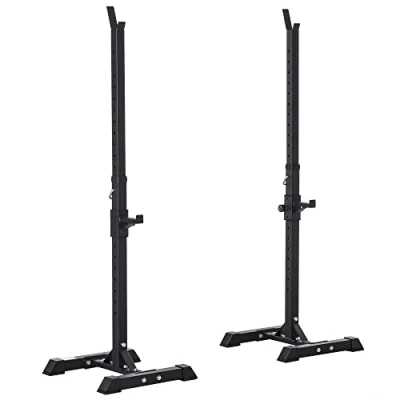 Abbildung von HOMCOM Hantelbank 2er Set, Höhenverstellbare, mit Gummi Fußkappen, (Hantelständer, 2 tlg., Langhantelablage), 105 160 cm, Krafttraining, bis 150 kg, Stahl