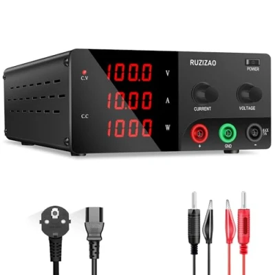 Abbildung von RUZIZAO Labornetzteil 100V 10A Labornetzgerät Hochleistungs DC Regelbar Schaltnetzteil 1000W, Labor Stromversorgungen mit 4 stelliges LED Display Encoderregelung und Ausgangsstabilität