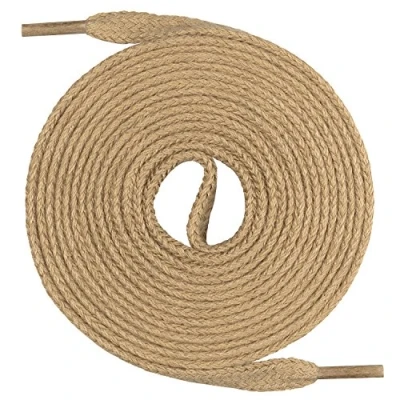 Abbildung von Mount Swiss Schnürsenkel flach Beige aus 100% Baumwolle für Sneakers Sportschuhe Laufschuhe Trekkingschuhe sehr reißfest 7 mm breit Farbe Länge 60cm