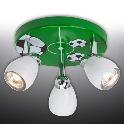 Abbildung von BRILLIANT Lampe Soccer LED Spotrondell 3flg weiß/grün schwarz weiß 3x PAR51, GU10, 3W Reflektorlampen inklusive, (250lm, 3000K) Köpfe schwenkbar