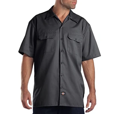 Abbildung von Dickies Herren Kurzarm Arbeitshemd, groß Button Down Shirt, anthrazit, XL Hoch