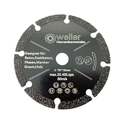 Abbildung von WELLERWERKZEUGE Allesschneideblatt Diamanttrennscheibe passend für BOSCH GWS 10,8 12 12V 76 V EC Professional mini Akku Winkelschleifer Alu