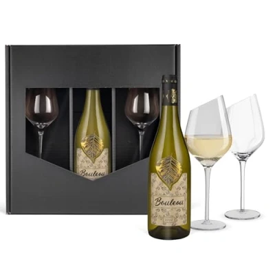 Abbildung von Bouleau Weißwein Sauvignon Blanc (0,75 l) im Geschenkkarton mit 2 Weißweingläsern