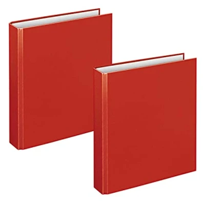 Abbildung von VELOFLEX A115102 Ringbuch Basic, DIN A5, 2 Stück, rot, Füllhöhe 25 mm, Ringordner mit Ring Mechanik