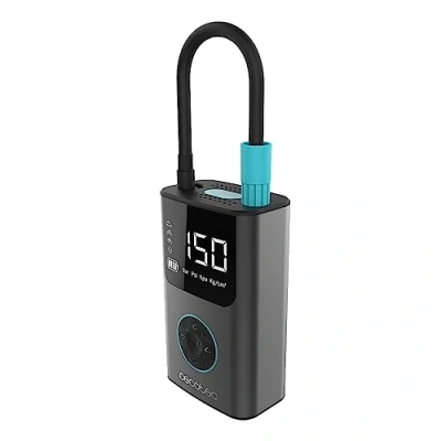 Abbildung von Cecotec Tragbarer Elektrischer Luftkompressor Air Max, Reifenpumpe 150 PSI, Doppelbatterie 7.4V und 2000mAh, LED Licht, LCD Bildschirm, Geeignet für Auto, Motorrad, Fahrrad, Roller Bälle