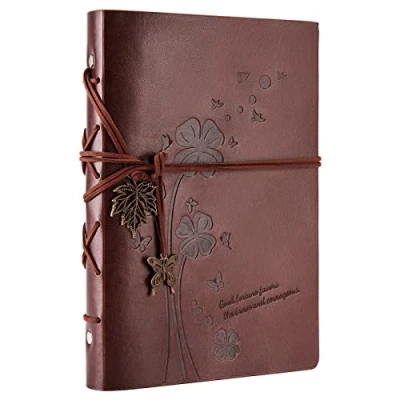 Abbildung von Leder Notizbuch A5,Vintage Spiralbindung Tagebuch für Erwachsene,Bullet Journal Ringbuch Nachfüllbar,Skizzenbuch Dickes Papier Blanko,Softcover,Rezeptbuch zum Selberschreiben,Reisetagebuch 200 Seiten