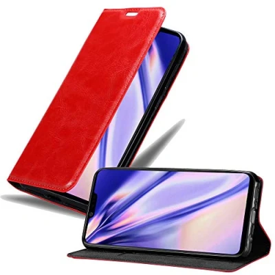 Abbildung von Cadorabo Hülle kompatibel mit LG G8 ThinQ aus Premium Kunst Leder Flip Klappbare Stoßfeste Magnetische [Standfunktion] [Kartenfächern] Cover für Tasche in Rot