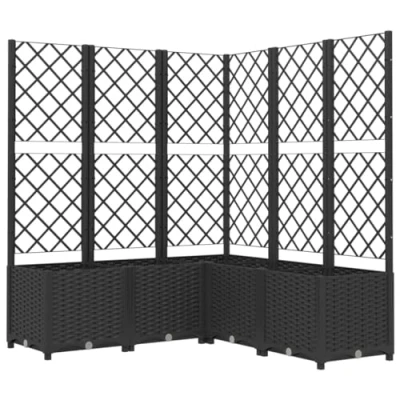 Abbildung von vidaXL Pflanzkübel mit Rankgitter Blumenkübel Pflanzkasten Blumentopf Blumenkasten Rankhilfe Spalier Gartenspalier Schwarz 120x120x136cm PP