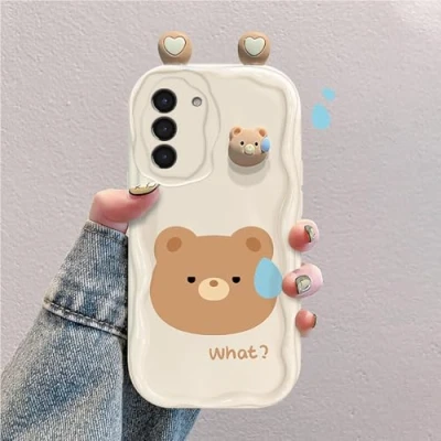 Abbildung von 3D Cartoon Hülle Kompatibel mit Samsung Galaxy S21 FE Süßes Stoßfestes und Stylisches Silikon Cover