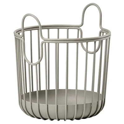 Abbildung von Zone Denmark Inu Korb zur Aufbewahrung, Kleiner Aufbewahrungskorb für Küche, Bad, Kinderzimmer, Home Office, aus Metall, Durchm. 20 cm, Höhe Taupe