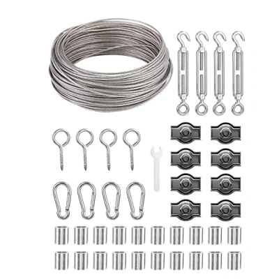 Abbildung von 30mΦ2mm Drahtseil,304 Edelstahl Stahlseil Ummantelt,Rankhilfen für Kletterpflanzen,Stahlseil mit ösen, Spanndraht Seilspanner,für Gardinenseil,Wäscheleine,String Light Suspension.