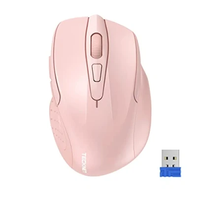 Abbildung von TECKNET kabellose Maus, 5 Stufen, 2600 dpi, 2,4 G, ergonomische USB 6 Tasten, 24 Monate Akkulaufzeit, optische Maus für Computer, PC, Mac, Laptop